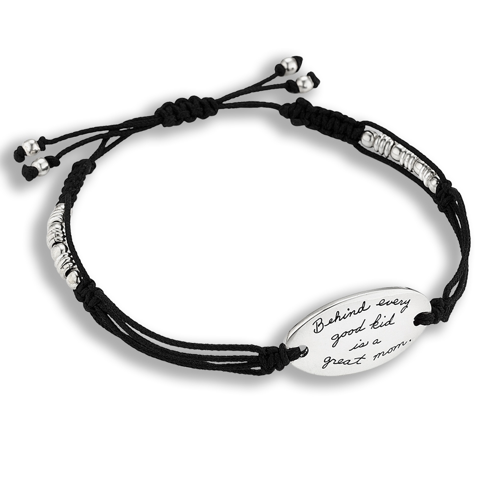 Mom Bracelet Behind Every Good Kid Adjustable Corded Sterling Silver ...